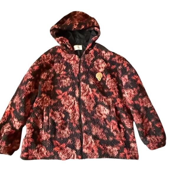 Urban Outfitters Fuzzy Floral Hooded Jacket - XL - Picture 1 of 7